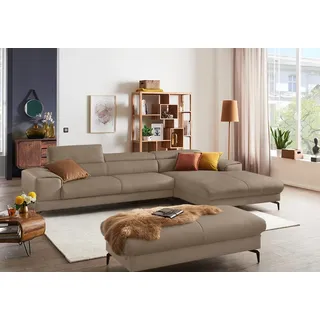 W.Schillig Ecksofa »piedroo, Designsofa mit tollem Sitzkomfort, bequem und elegant, L-Form« Kopfteilverstellung, wahlweise mit Sitztiefenverstellung, Breite 343cm braun (stone Z59: Leder-Eck (49696605-0)