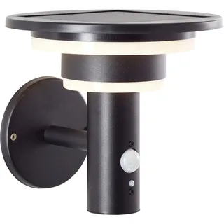 Brilliant Garvina G40405/06 Solar-Außenwandleuchte mit Bewegungsmelder LED Außenwandleuchte Solar, 430 lm, 3000 K, Edelstahl, Schwarz