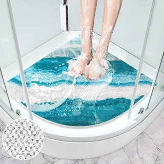 Mofonky Duschmatte rutschfest Antirutschmatte Dusche: 70 x 70 cm Groß Eckduschmatte Dreieckig Duscheinlage rutschfeste - PVC Luffa Sicherheits Duschwanneneinlage Schnell Trocknende