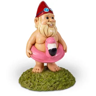 Kwirkworks Lustiger Gartenzwerg – Flamingo Pool Float Rasen Statue Figur – lustiges Geschenk