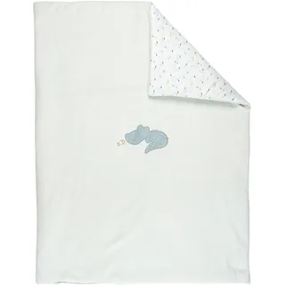 Nattou Kleine Kuscheldecke für Babys aus Baumwolle und Polyester, Krokodil Romeo, Mit Wendemotiv, Ca. 100 x 75 cm, Romeo, Jules und Sally, Hellblau