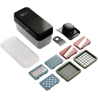 Richardson Sheffield Gemüsehobel, 12 in 1 Mandoline, Küchenset, Edelstahl Küchenhobel, Reibe, Schneider, Raspel, Schäler, Verstellbar, Hobel Gemüse - Schwarz