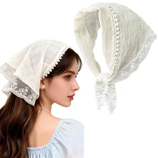Damen Dreieckiger Schleier Florale Spitze Kapuze Tüll Schal Schal Schal Seidenschal Schal Verzierung Kopftücher Bandanas Turban