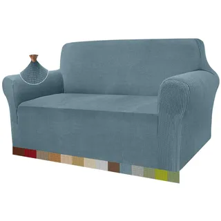 Granbest High Stretch Sofabezug Moderne Sofaüberwurf Jacquard Elastische Sofahusse für Wohnzimmer Protector für Hunde Haustiere (2 Sitzer, Hellblau)