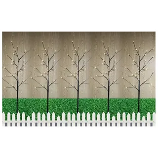 Gartenpirat LED-Baum 5er Set beleuchtet schwarz 5er-Set Baum LED warmweiß Lichterkette mit Erdspieß Weihnachten außen