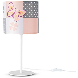 Paco Home Tischleuchte »Cosmo 220«, 1 flammig, Leuchtmittel E14 ohne Leuchtmittel, Lampe Kinderzimmer Nacht âˆ...18cm Schmetterling Blumen Höhe 36,5cm E14, weiß