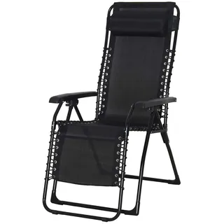 Liegestuhl Relax Chillvert Catania Stahl 65,5x91x116 cm Schwarz mit Kissen - Schwarz