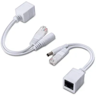 kwmobile Passive Power Over Ethernet PoE Adapter Kabel Set - Injektor + Splitter Kabel für Netzwerk, IP Telefon und IP Kamera