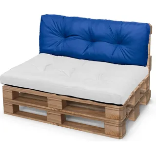 Palettenkissen 120x40 cm Blau – Wasserdicht & UV-beständig – Rückenkissen für Europaletten – Outdoor Gartenmöbel – - Blau