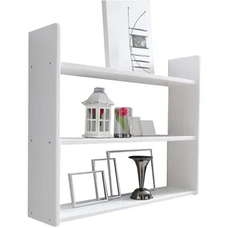 Mid.you Wandregal , Weiß , Holz , Kiefer , massiv , 3 Fächer , 90x74x20 cm , Wohnzimmer, Regale, Wandregale