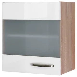 FlexWell Küchenoberschrank , Sonoma Eiche, Weiß Hochglanz , Metall , 1 Fächer , einzeln stellbar , 54.8x50 cm , Made in Germany , individuell planbar, Zusatzausstattung erhältlich, hängend , Küchen, Küchenmöbel, Küchenschränke, Küchenoberschränke