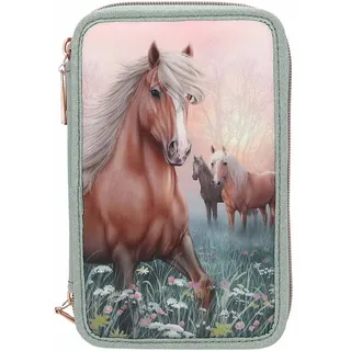 DEPESCHE Buntstift »3-Fach Federtasche ROMANTIC FIELDS inkl. Stifte Miss Melody 7,5 x 13 x 20 cm grün«, grün