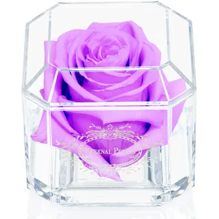 Eternal Petals A Rose That Lasts A Year - The Perfect Unique Gift for Women and Men, A Birthday Gift - White Gold Solo (Lilac)