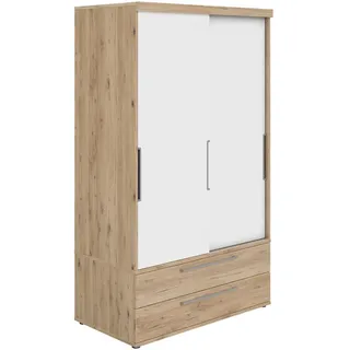 Paidi Schiebetürenschrank , Weiß, Eichefarben , Holzwerkstoff , 4 Fächer , 2 Schublade(n) Schubladen , 123.6x206.9x63.9 cm , Beimöbel erhältlich, umfangreiches Zubehör erhältlich , Schlafzimmer, Kleiderschränke, Schwebetürenschränke