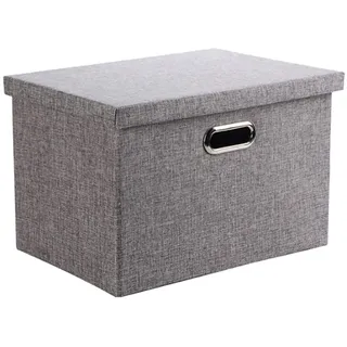 Wintao Aufbewahrungsbox mit Deckel, Faltbare Kisten Aufbewahrung Grau, Groß 44 x 31 x 29 cm, 1 Stück