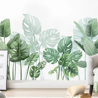 Wandtattoo Pflanzen Schlafzimmer Dschungel Wandtattoo aus PVC-Material | Badezimmer Wandtattoo Pflanzen Selbstklebend Geeignet Für Wohnzimmer Schlafzimmer Flur Wasserdicht und feuchtigkeitsbeständig