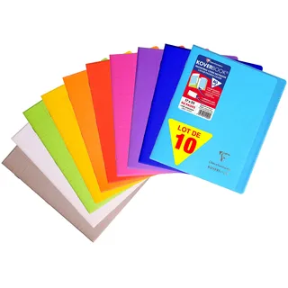 Clairefontaine 951501C- Packung mit 10 Heften Koverbook, 17x22 cm, 48 Blatt, liniert mit Rand, 90g, farbig sortiert, 1 Pack