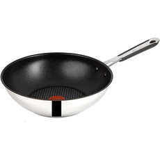 Tefal H80519 Jamie Oliver Edelstahl Wokpfanne Wok 28 cm, Induktion Pfanne mit Antihaftbeschichtung, Bratpfanne auch für Induktionsherd