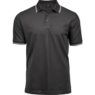 Tee Jays Herren Poloshirt, gestreift BC4042 (S) (Dunkelgrau/Weiß) - Dunkelgrau