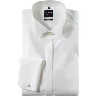 Smokinghemd OLYMP "Level Five body fit", Herren, Gr. 41, N-Gr, beige (hellbeige), Web, Obermaterial: 97% Baumwolle, 3% Elastolefin, Umschlagmanschette, Hemden Smokinghemd