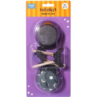 PME Halloween Bakförmchen & Cupcake Dekorationensset - Fledermäuse (48 Stück)