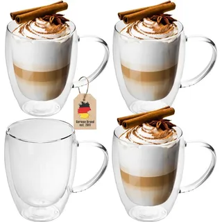 Intirilife Doppelwandige Thermo Gläser Kaffeeglas 0,25 l 4 St.