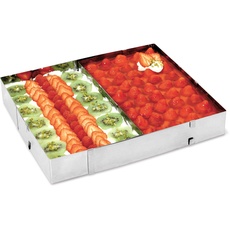 Bild von 9754-00 Kuchen-/Pizzarahmen mit Teiler aus Edelstahl-rostfrei, variabel verstellbar: Länge von 27,5 bis 52,5 cm, Breite von 18,5 bis 34,0 cm, extra hoch: 5,0 cm