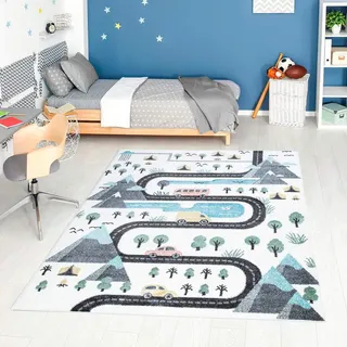 Carpet City Kinderteppich »ANIME904« rechteckig 11 mm Höhe Kinderzimmer Teppich Modern mit Mond, Blumen, Wolken, Creme, Multi, beige