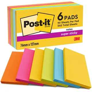 Post-it Super Sticky Notes, Carnival Haftnotizen Rio de Janeiro Collection 6 90 Blatt