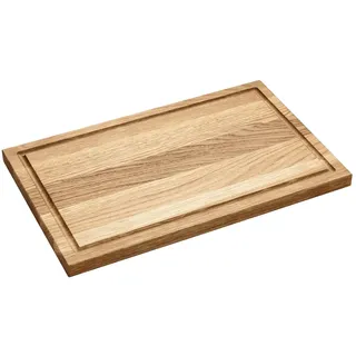 Holzschneidebrett rechteckig Eichenholz, Schneidebrett für die Küche, aus robuster Eiche, mit Saftrille (Mittel 40 x 25 cm)