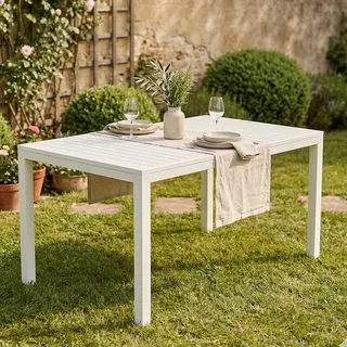 Dmora Außentisch Maratea Gartentisch 150 x 90 x 72 cm Weiß