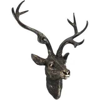 Spetebo Hirschgeweih 10 Ender Wanddeko, Bronze Optik, 61x50 cm | Hirschkopf Skulptur, Jagd Geweih