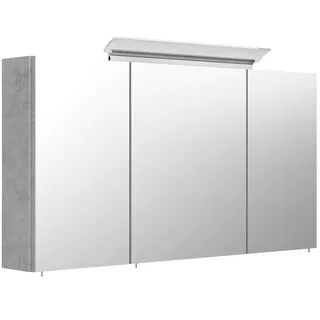 Spiegelschrank 120cm inkl. Design LED-Lampe und Glasböden beton EEK: F - Grau