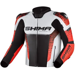 SHIMA STR 2.0 Motorrad Lederjacke, schwarz-weiss-rot, Größe 48