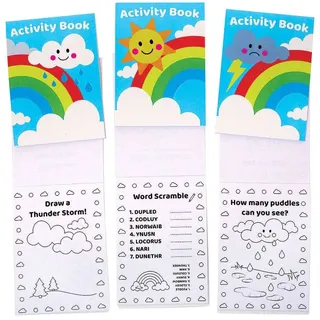 Baker Ross FC962 Regenbogen Mini Aktivitäten Bücher - 12er Pack, Puzzles und Malen nach Zahlen für Kinder, Mittel