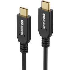 conecto, USB-C auf USB-C Lade-Kabel, USB 2.0, Schnellladefunktion, vergoldete Stecker, E-Marker, 480MB/s, 5A/100W, PVC Mantel, schwarz, 0,50m