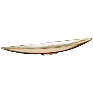 Licht-Erlebnisse Dekoschale länglich groß 82 cm lang aus Metall in Gold Handarbeit Elegantes Design Deko Schale für Schmuck Schlüsse Obstschale Esstisch