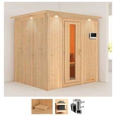 Bild Sauna »Dima«, (Set), 3,6-kW-Plug & Play Ofen mit externer Steuerung beige