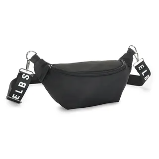 Bauchtasche ELBSAND "Umhängetasche", Damen, Gr. B/H/T: 32cm x 14cm x 10cm, schwarz, Stoff, Textil, clean, unifarben, Taschen Bauchtasche, Crossbody Bag, Gürteltasche, Brusttasche, Hüfttasche VEGAN, Topseller