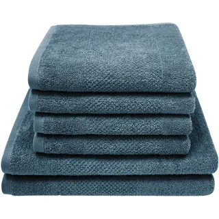 Handtuch Set DYCKHOFF "Popcorn Streifen", petrol, 6, Walkfrottier, Walkfrottier, Obermaterial: 100% Baumwolle, Handtuch-Sets, Handtuch Set, 2 Badetücher (70x140 cm), 4 Handtücher (50x100 cm)
