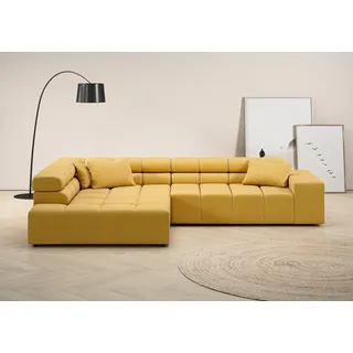 INOSIGN Ecksofa »Ancona incl. Kopfteilverstellung, Zierkissen Breite 319cm, L-Form«, wahlweise motorische Sitztiefenverstellung, auch in Cord + Easy Care gelb