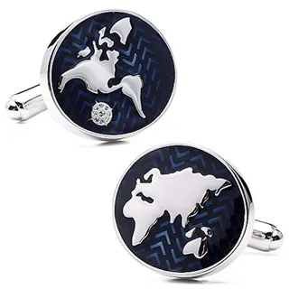 SILVIO MILANO Schiffs-Manschettenknöpfe | Herren | Marinemäder | Farbe Blau und Silber