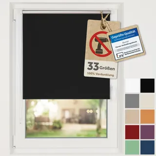 Blumtal Verdunkelungsrollo ohne Bohren 60x210cm - Thermorollo/Verdunklungsrollo 100% Verdunkelung - Klemmrollos für Fenster ohne Bohren - 4-lagiges Rollo UV-beständig - Abdunkelungsrollo Schwarz