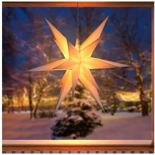 esotec LED Weihnachtsbeleuchtung Solarstern Weihnachtsstern Ø57cm, 2 Lichtfarben bernstein + neutralweiß Weihnachtsdeko Leuchtstern mit Kabelaufhängung outdoor 103420