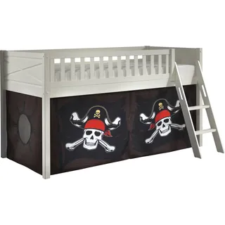 Vipack Hochbett Scott 90 x 200 cm Kiefer massiv lackiert weiß Pirat