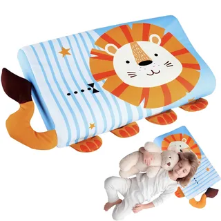 Svalor Schlummerkids Kissen,Calmlykissen mit Kissenbezug,Atmungsaktiv Kinderkissen mit Löwen-Motiv​aus Memory Schaumstoff​für Jungen Mädchen ab 3 Jahre​​ (45 * 27 * 6cm)