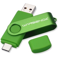 WANSENDA USB C Stick 64GB, USB-Stick Typ C Speicherstick OTG USB 3.0 Dual Flash Drive 2-in-1 Memory Stick für Tablet, PC, MacBook, Typ C Android Handy (64G, Grün)