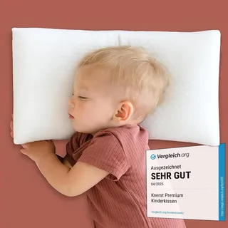 KNERST® Kinderkopfkissen - Ergonomisches Kissen Kinderzimmer mit Memory-Schaum - Kissen 25x50x6 cm ideal als Kinderkissen - Kopfkissen 25x50 für erholsamen Schlaf inkl. Kissenbezug - für Kinder