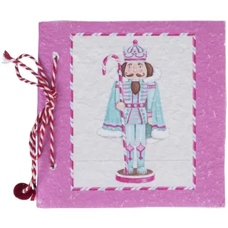 Villa d'Este Home Tivoli Notizbuch rosa mit Schnur, Nussknacker, 16,5 x 16,5 x 1 cm