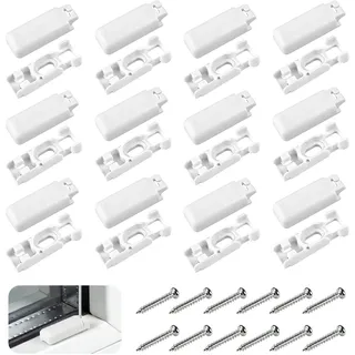 12 Stück Plissee Spannschuhe, Universal Plissee Ersatzteile mit Halterung & Klemmträger, Kunststoff Klemmträger Plissee für Klebeträger und Stick & Fix Klebeplatten